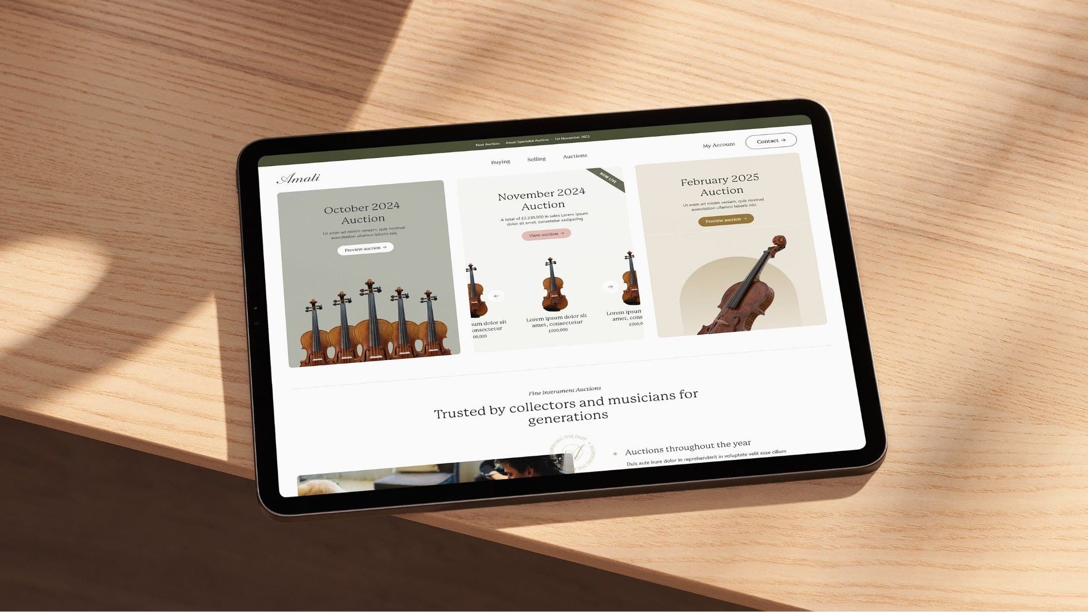 Amati website design